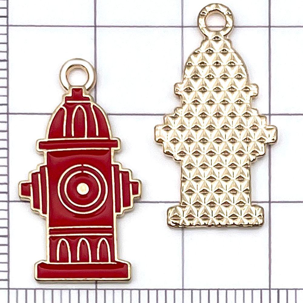 10-Color Enamel Fire Truck & Flame Pendant Charms for DIY Jewelry