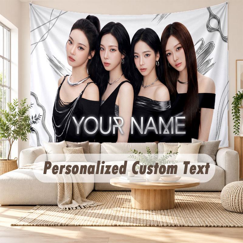 Custom Name Wall Hanging Tapestry,aespa Decorative Backdrop Tapestry For Dorm Home