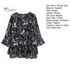 Sommer Frauen Tops Oansatz 3/4 Hülse Rüschen Saum T-shirt Blumen Druck Lose Fit Chiffon Bluse Streetwear