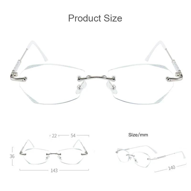 Blue Light Blocking Reading Glasses Women Men Diamond Cutting Rimless Presbyopia Eyeglasses Anti Fatigue Hyperopia Eyewear