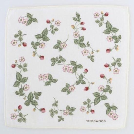 WEDGWOOD Gauze Front Back Towel Handkerchief Wild Strawberry (White) 100 Cotton Womens Hand Approximately 25cm