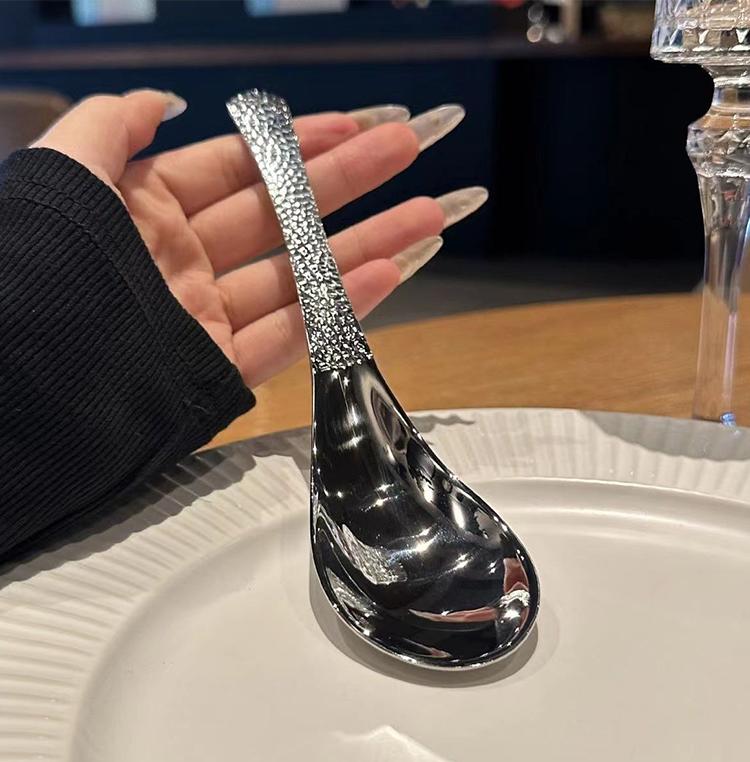 

Light Luxury Chinese Soup Spoon Stainless Steel Spoon Home Hotel Spoon High Aesthetic Dessert Spoon Honeycomb Earl Spoon