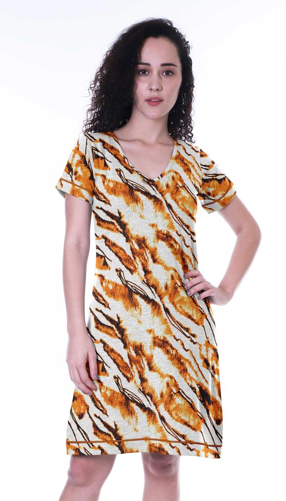 Moomaya Printed V-Neck Nightgown Sleepwear For Women  s  Nightwear  Soft