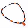 Natural Carnelian Black Onyx Mix Shape Gemstone Smooth Beads Necklace 7-25mm 18" UB-8673