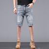 Amerikanische Denim-Sommer-dünne Denim-Shorts Herren Gerade Slim Fit Kühl Atmungsaktiv Eis Seide Neue Fünf-Punkt-Hose Herren