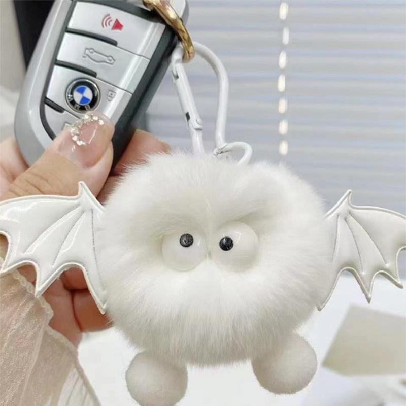 Cross-Border Plush Little Devil Soot Ball Faux Rex Rabbit Fur Pendant Keychain/Backpack Charm