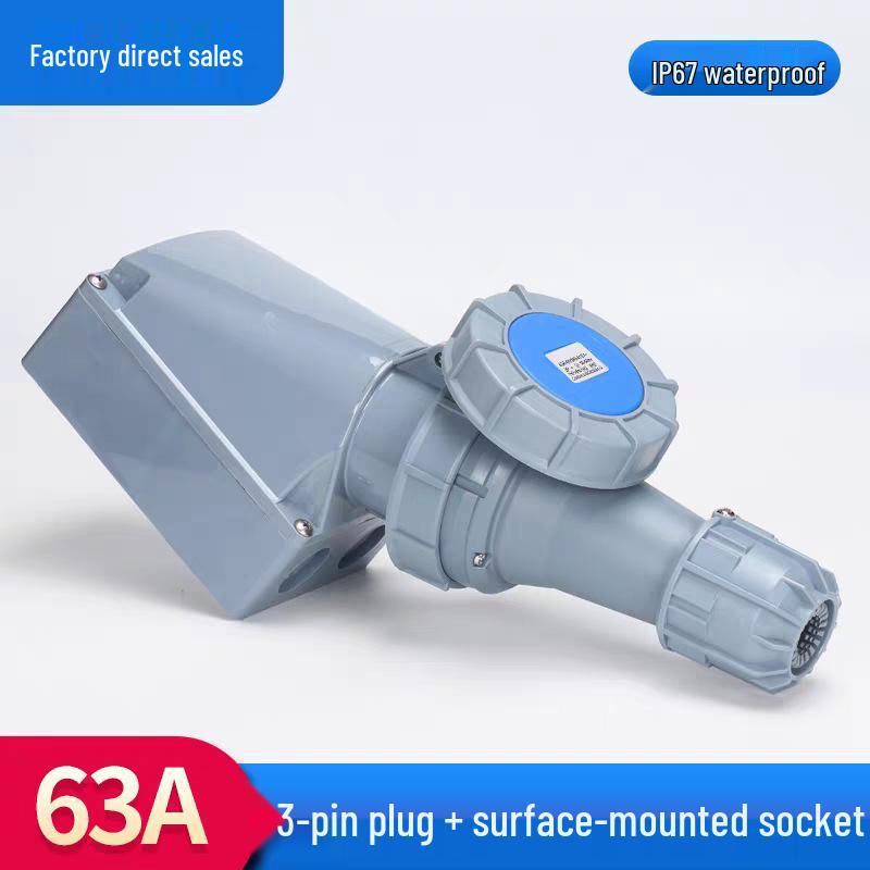 63A/125A Waterproof Aviation Plug Socket: 3-Pin, 4-Wire, 5-Hole, 3-Phase Connector