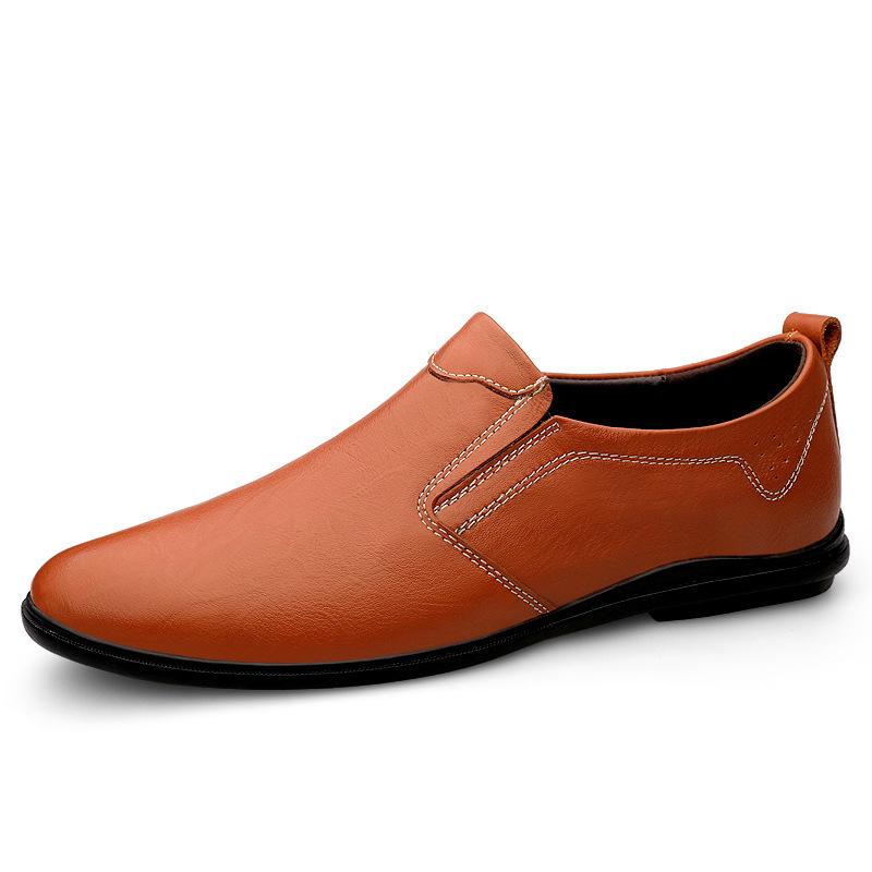 

Foreign trade men s shoes one-pedal casual shoes spring and summer foot leather shoes men s cowhide driving lazy shoes loafers men s 46 коричневый