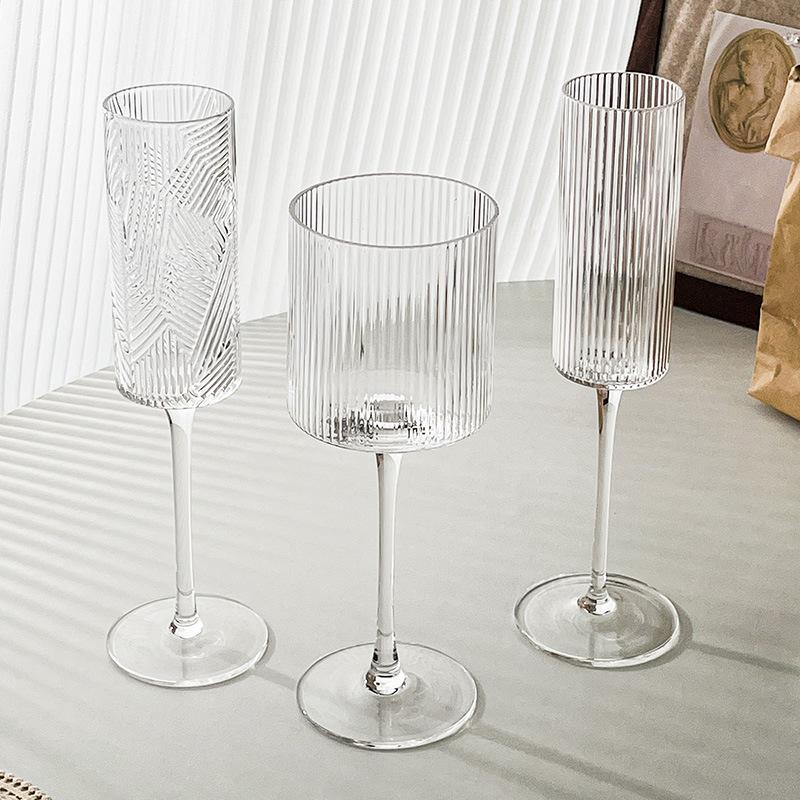 Striped High-Foot Champagne Flute Sparkling Wine Glass - Wine, Red Wine, Cocktail Glass
