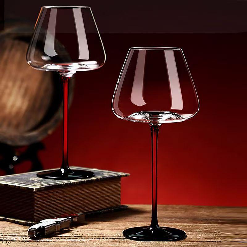 Black and red tie Burgundy wine glass wine light luxury high-end luxury red rod wine glass