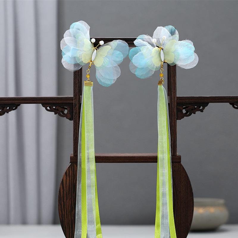 2024 Hanfu Headdress Hairpins: Women's & Children's Tassel Headflower Hair Accessories