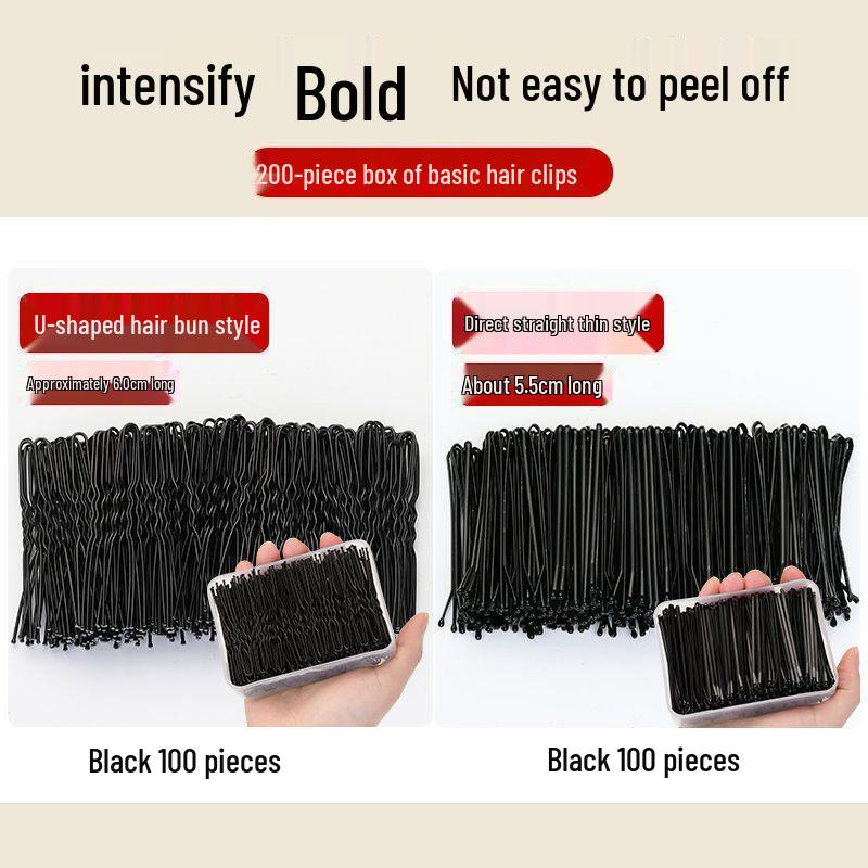 Black U-Shaped Hairpin Clip for Thick Hair - Bun Fixation Hair Accessory