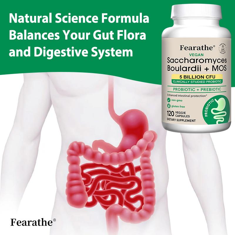 Saccharomyces Boulardii + MOS Probiotico Prebiotico 5 Miliardi di CFU Capsule Vegetali, 120 Capsule Integratore Alimentare