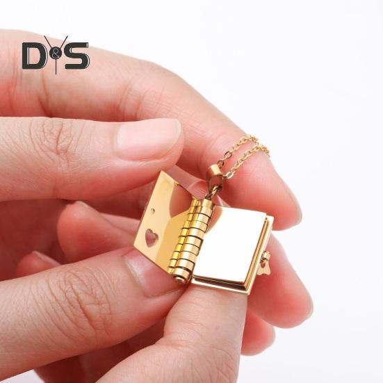 Book Pendant Necklace Women's Sweater Chain Necklace Opening And Closing Book Dangle Jewelry Accessory for Dating Daily Wear Banquet