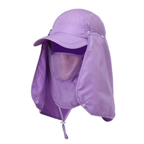 

Шляпа для рыбалки, защита от солнца, широкие поля, дышащая сетчатая шляпа с шалью, для активного отдыха, для езды на велосипеде, солнцезащитный козырек фиолетовый