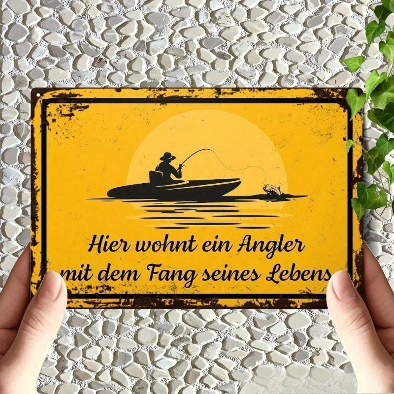 Metal Poster Wall Art Fishing Decor Vintage Angler Sign for Home