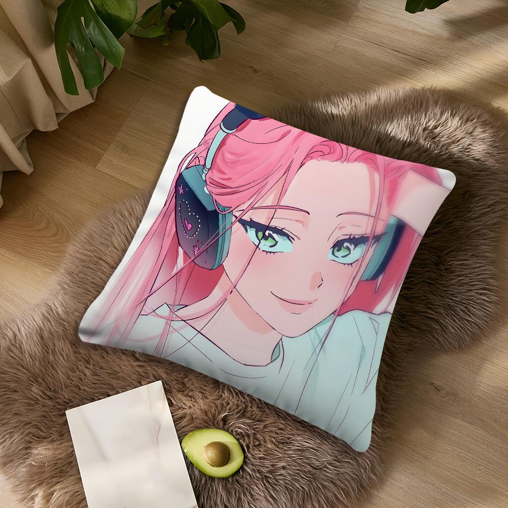Alien Stage Mizi Anime Girl Pink cushion For Bedroom Car Coffee Shop Room Soft and Living Room Sofa Decorative Pillow Cover Case