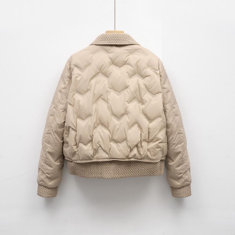 Women's Short Down Jacket - Lightweight White Duck Down Embossed Coat for Fall