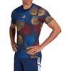 Adidas Full-Print Logo Graphic Short-Sleeve Soccer Jersey Men Tops Navy-Blue HF1421