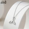 Effie Queen S925 Silver Fish Shape Shiny Zircon Charm Pendant Necklace Fashion Fishtail Chain Link Jewelry Party Gift SAPN64