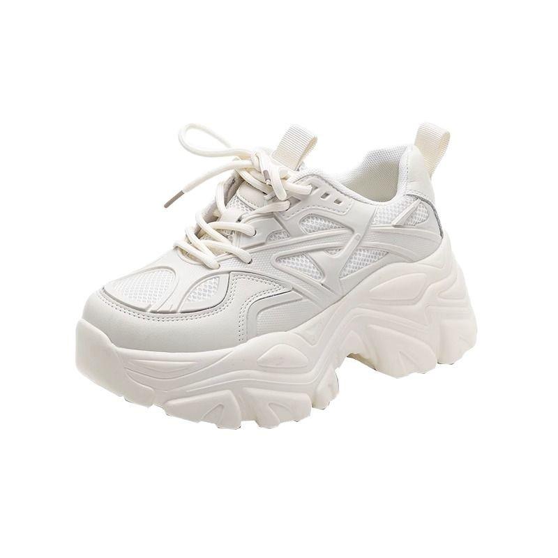 Popular muffin platform dad shoes women's spring and autumn small men increase in height 2025 new silver versatile casual sports shoes