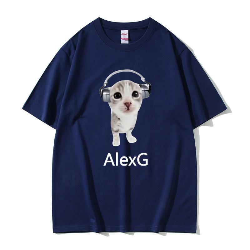 Singer Alex G Tshirt Cute Funny Cat with Headphones Meme Graphic Print Tshirt Summer Unisex Women Fashion Casual Oversized Tshirt S