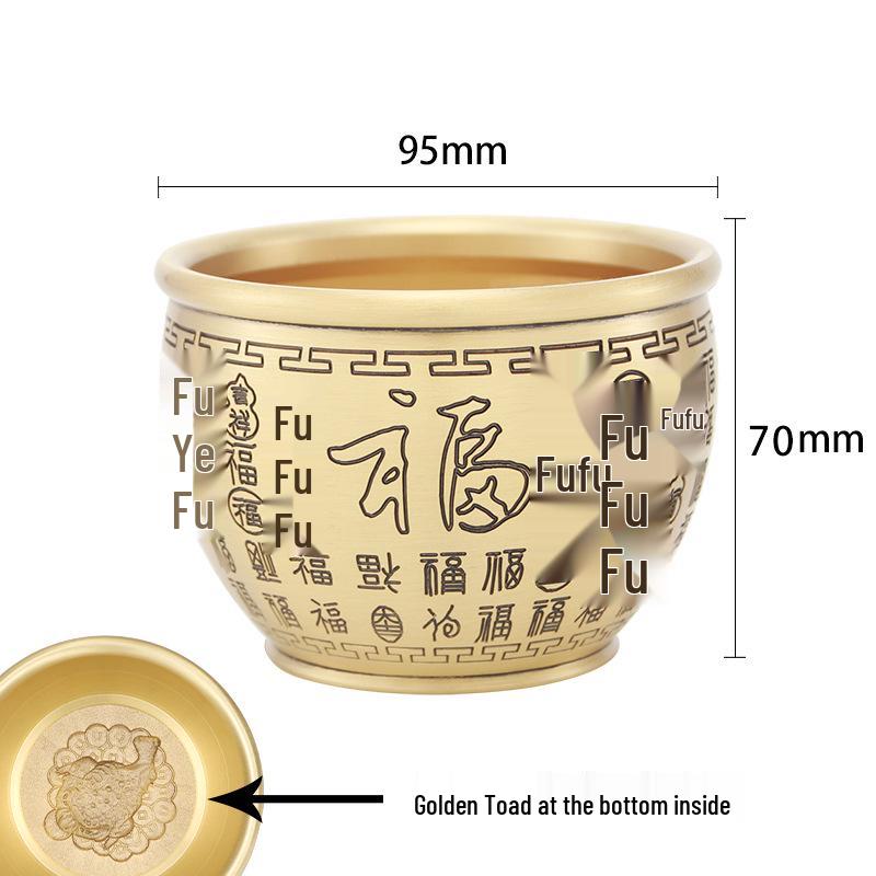 Copper Pot Decorative Ashtray: Pure Brass Blessings and Wealth Attraction Jar.