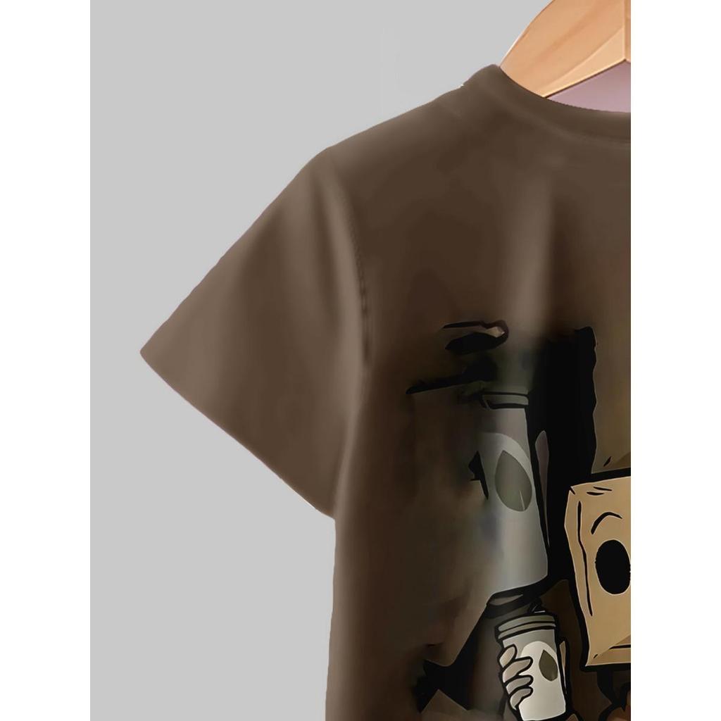 Letni dziecięcy garnitur z krótkim rękawem Modny wzór z nadrukiem 3D Gorący styl Luźny trend Odzież sportowa Dla chłopców i dziewcząt Ubrania