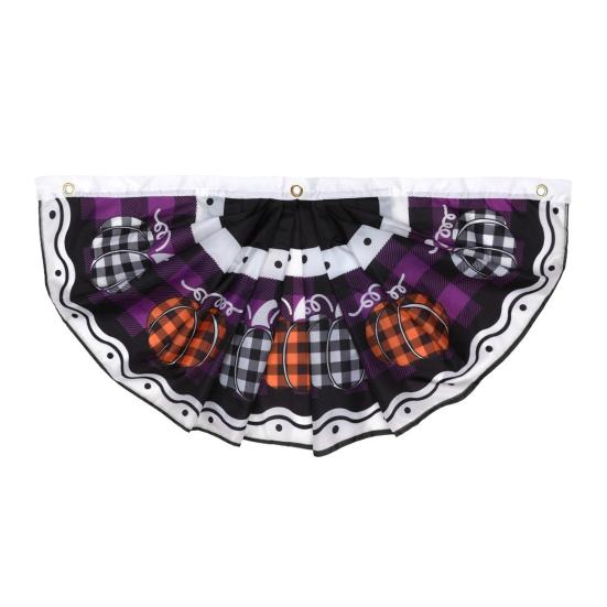 Halloween Flag Fan Shaped Room Flag Creative Printed Outdoor Banner Easy to Install Festive Atmosphere Decoration Hanging Flag