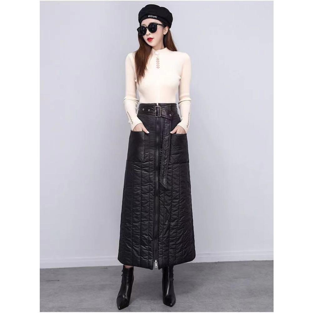 Thickened Down Cotton Skirt for Women Winter New Style Windproof Warm One-piece Winter Skirt Hip Skirt A-line Skirt
