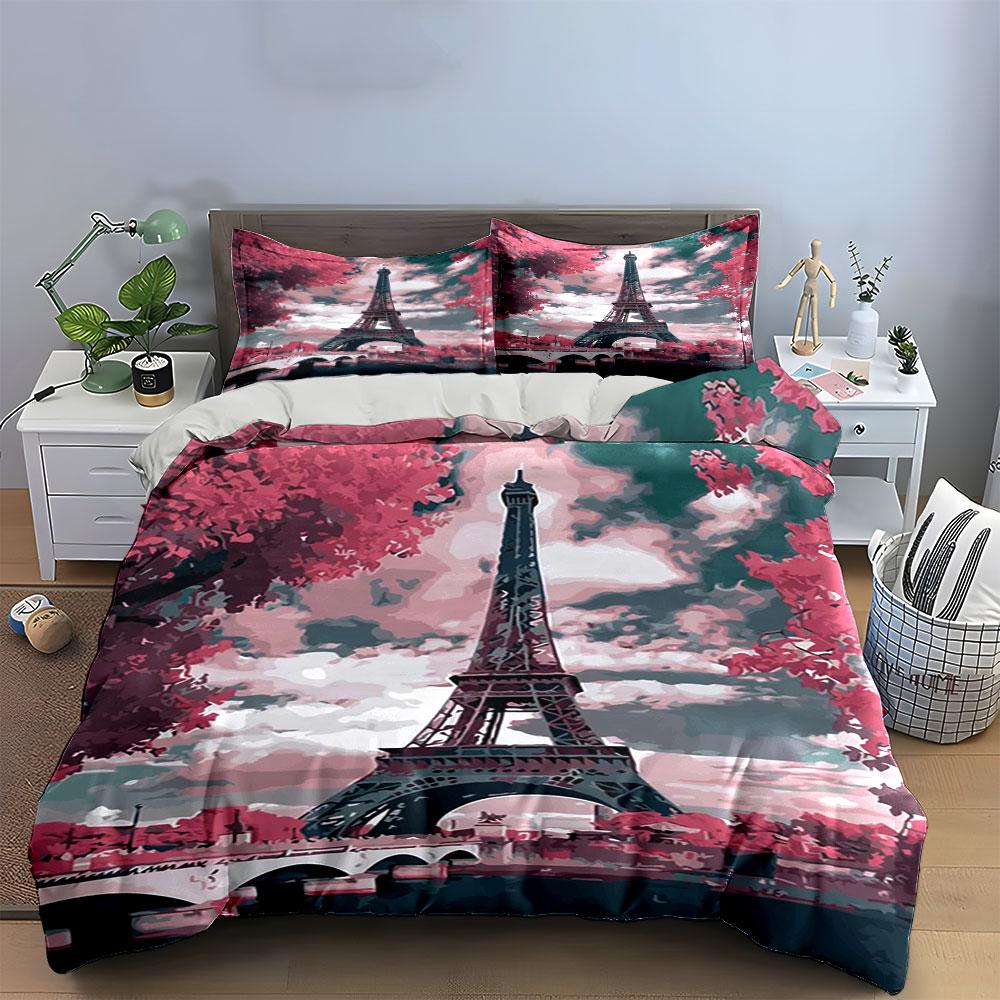 Eiffel Tower with Trees. Bedding Sets Duvet Cover Sets Duvet Covers Pillowcases(1*Duvet Cover 2*Pillowcases Without Duvet Insert)