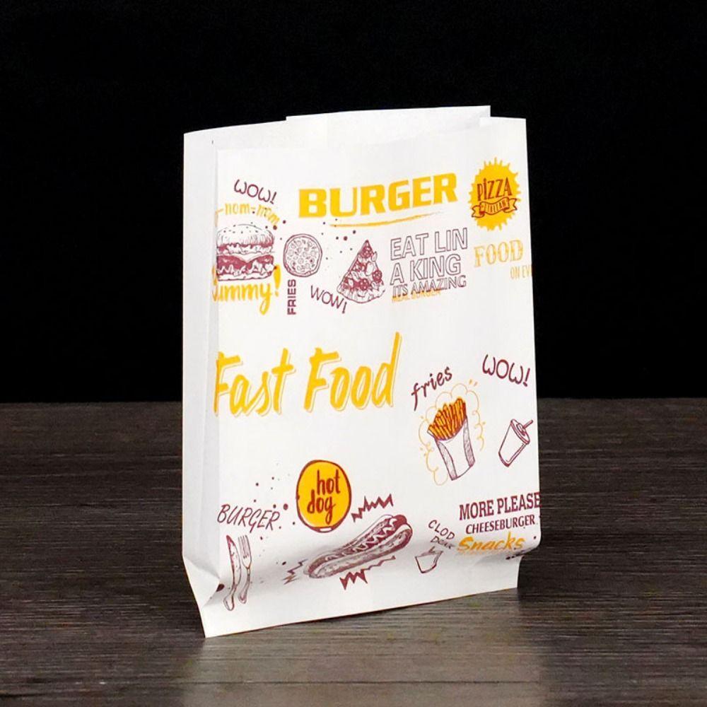 100PCS Non-stick Surface Non-stick Food Packaging Disposable Oil-proof Paper Bag Pancake Packaging