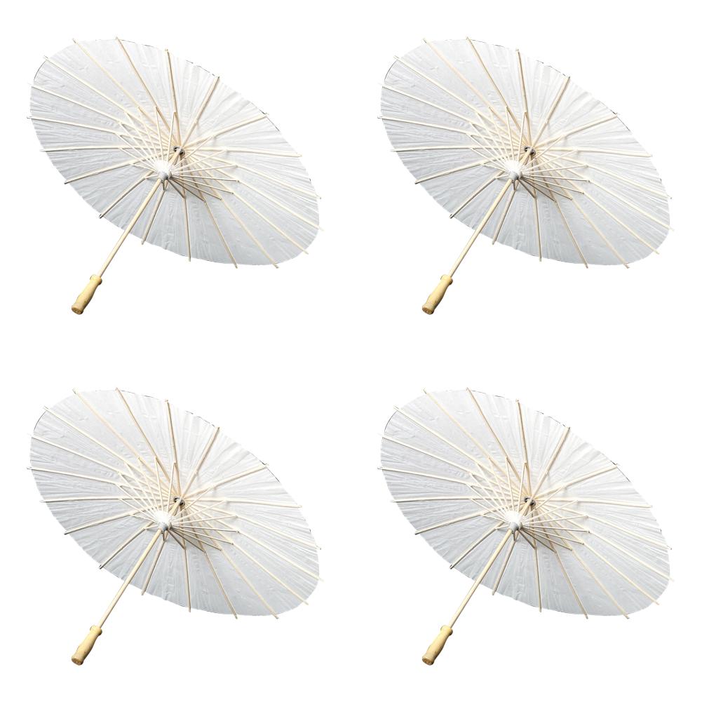 30-1PCS White Paper Parasol Umbrellas DIY Photo Cosplay Prop Bamboo Umbrella For Wedding Party Summer Beach Decor