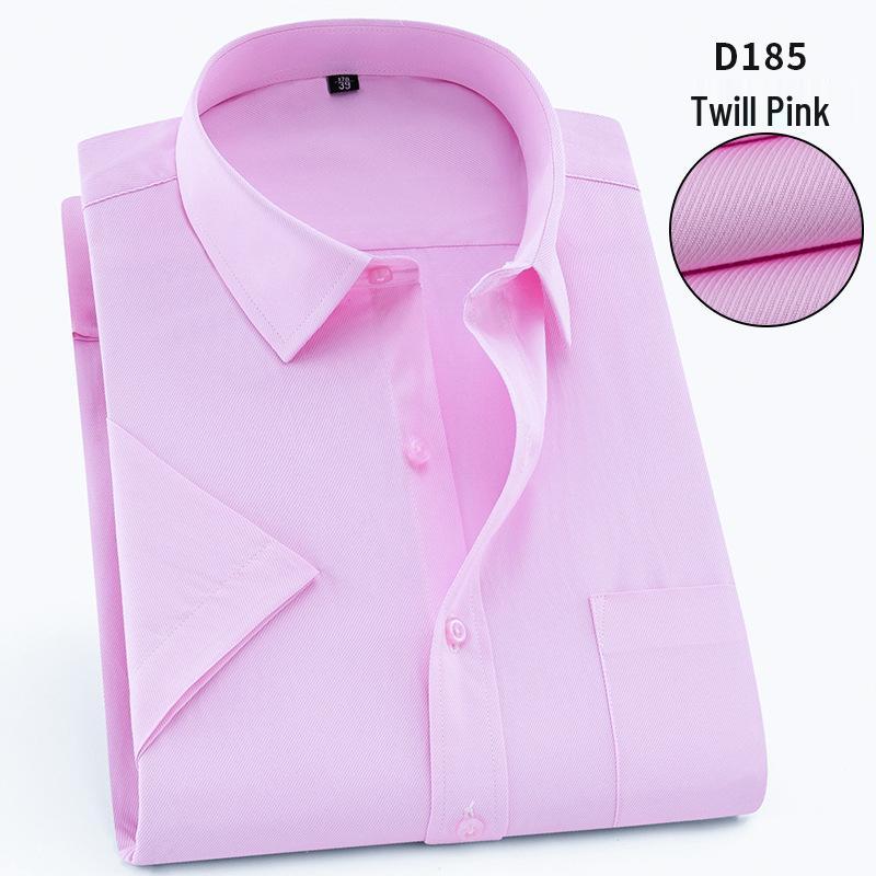Men's Short Sleeve White Twill Dress Shirt - 40% Cotton Professional Wear