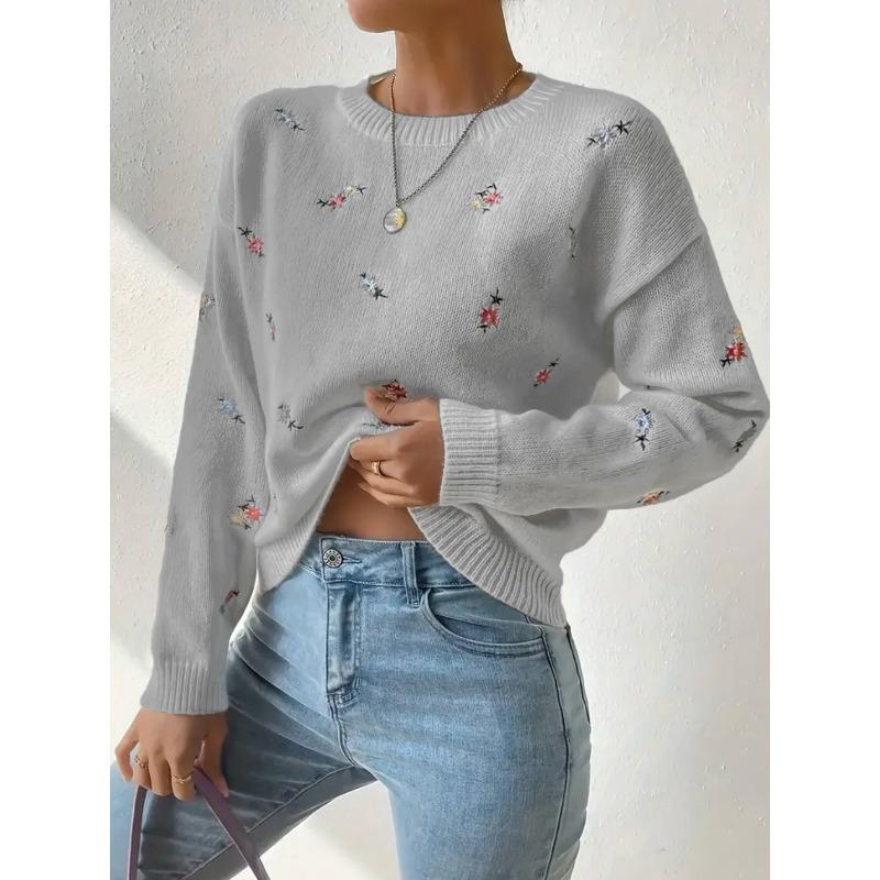 Korean Style Gentle Knitted Sweater Loose Fit Round Neck Pullover Women S Top