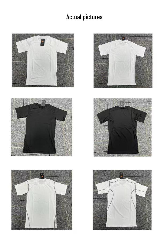 Men's Quick-Dry Compression Running T-Shirt - Breathable, Sweat-Wicking, Elastic Fit for Outdoor Sports and Gym Training