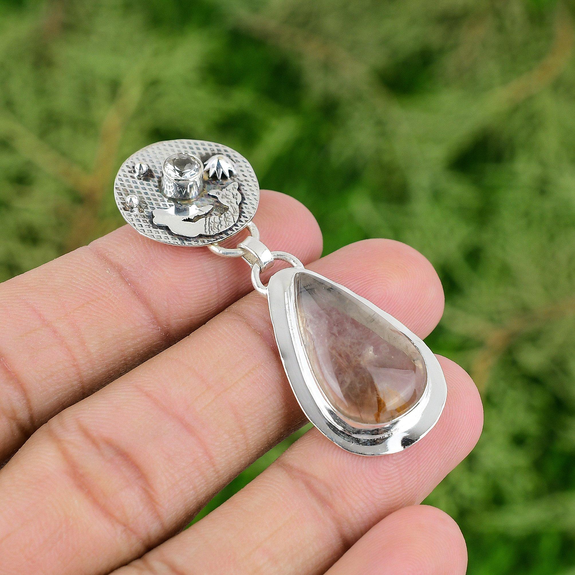 

Elestial Quartz Pendant Gemstone Pendant Decent Jewelry 925 Sterling Silver Pendant Handmade Pendant Gifts For Her
