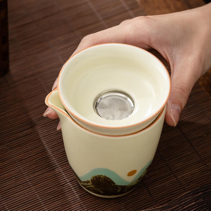 Ruqingshan Festival Gift Box Kung Fu Tea Set Light Luxury High-end Gaiwan Office Guest Teapot/Set