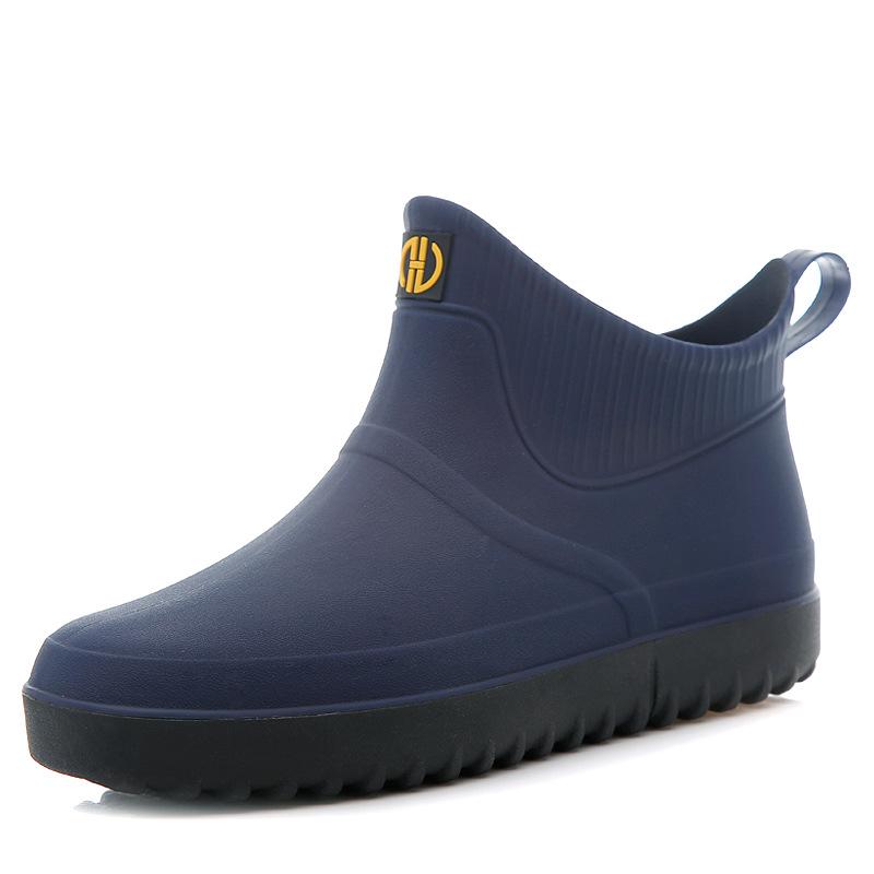 Men's Low-Cut Waterproof Non-Slip Rubber Rain Boots for Car Washing and Outdoor Fashion.