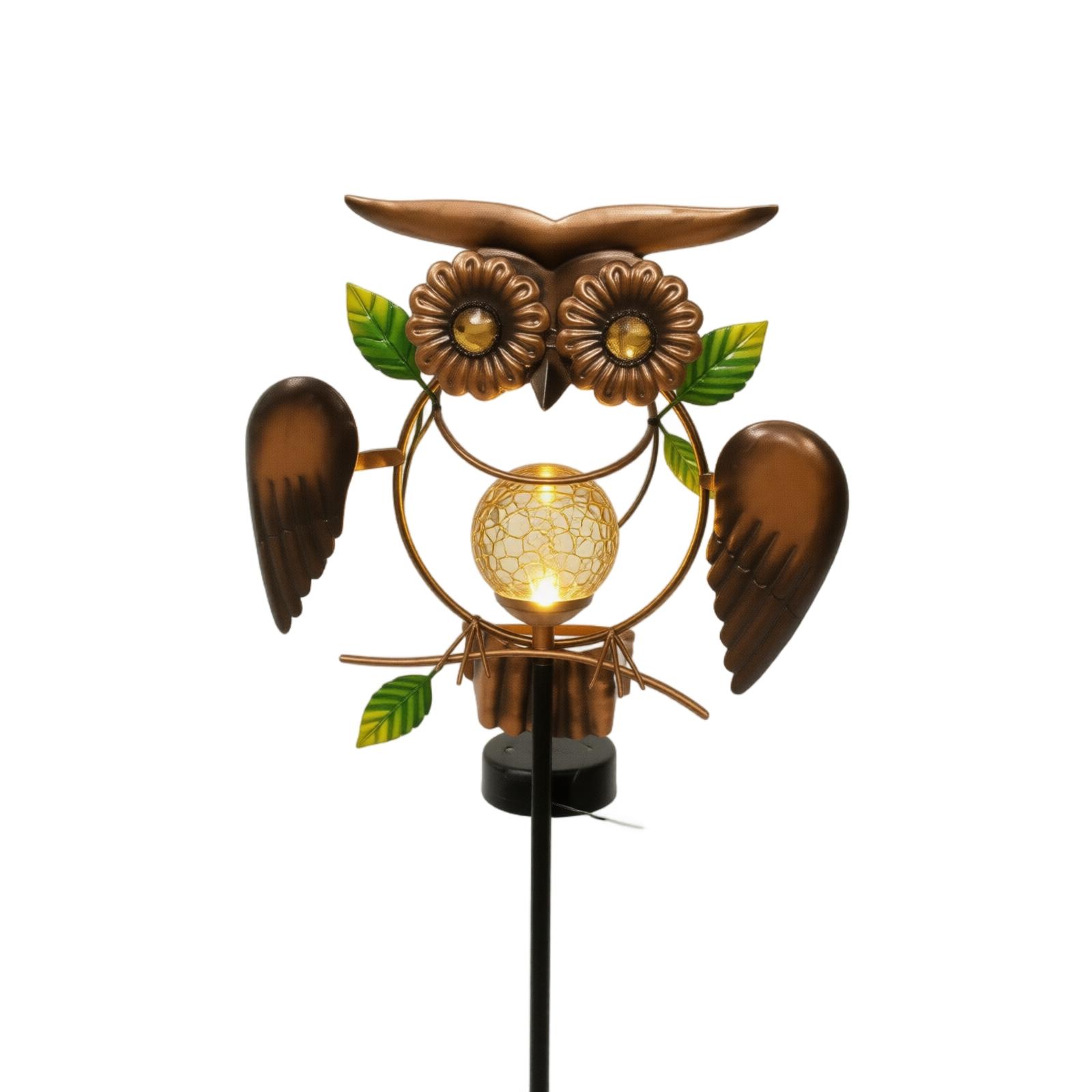

Solar Powered Metal Owl Lawn Light Garden Stake Decorative Outdoor Yard Lamp with LED Globe for Pathway and Patio Lighting one size жёлтый