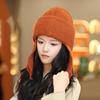 Korean Solid Color Earmuff Knitted Hat Winter Keep Warm Versatile Beanie For Women