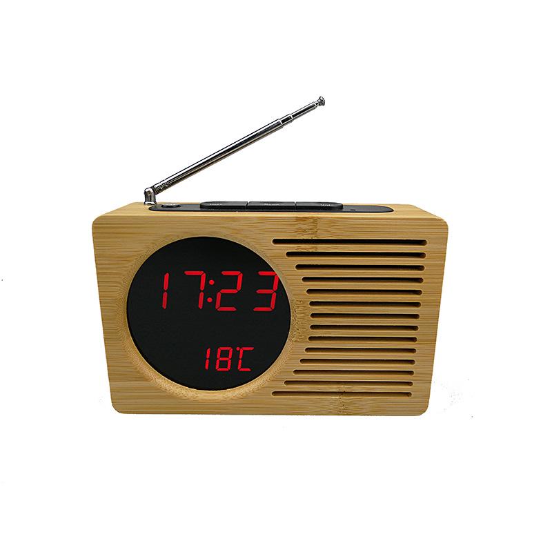 New bamboo LED clock FM radio electronic alarm clock temperature display 2602