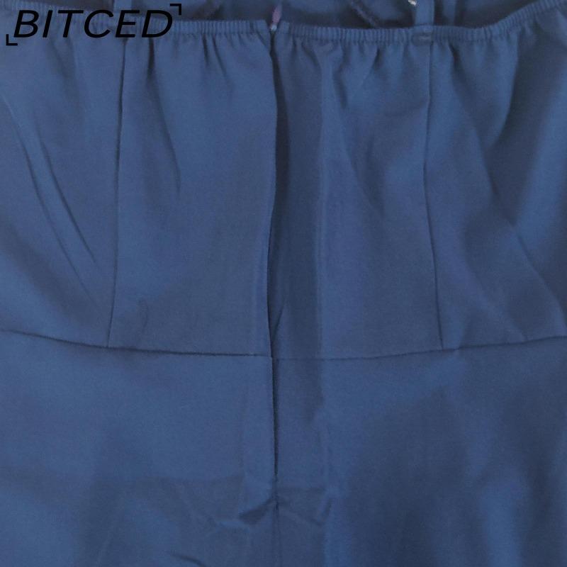 BITCED Women's Elegant Lace-Up A-Line Solid-Colour Midi Dress