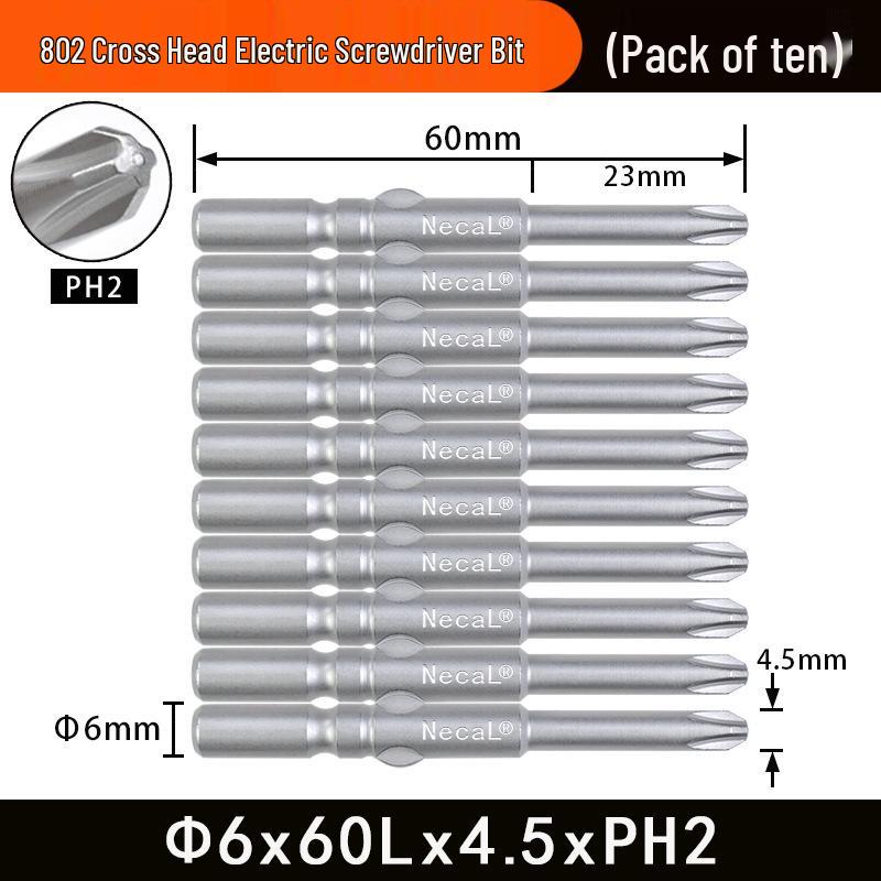 Nigao 802 Magnetic S2 Steel Electric Screwdriver Bit, 6mm, 60/80mm Length