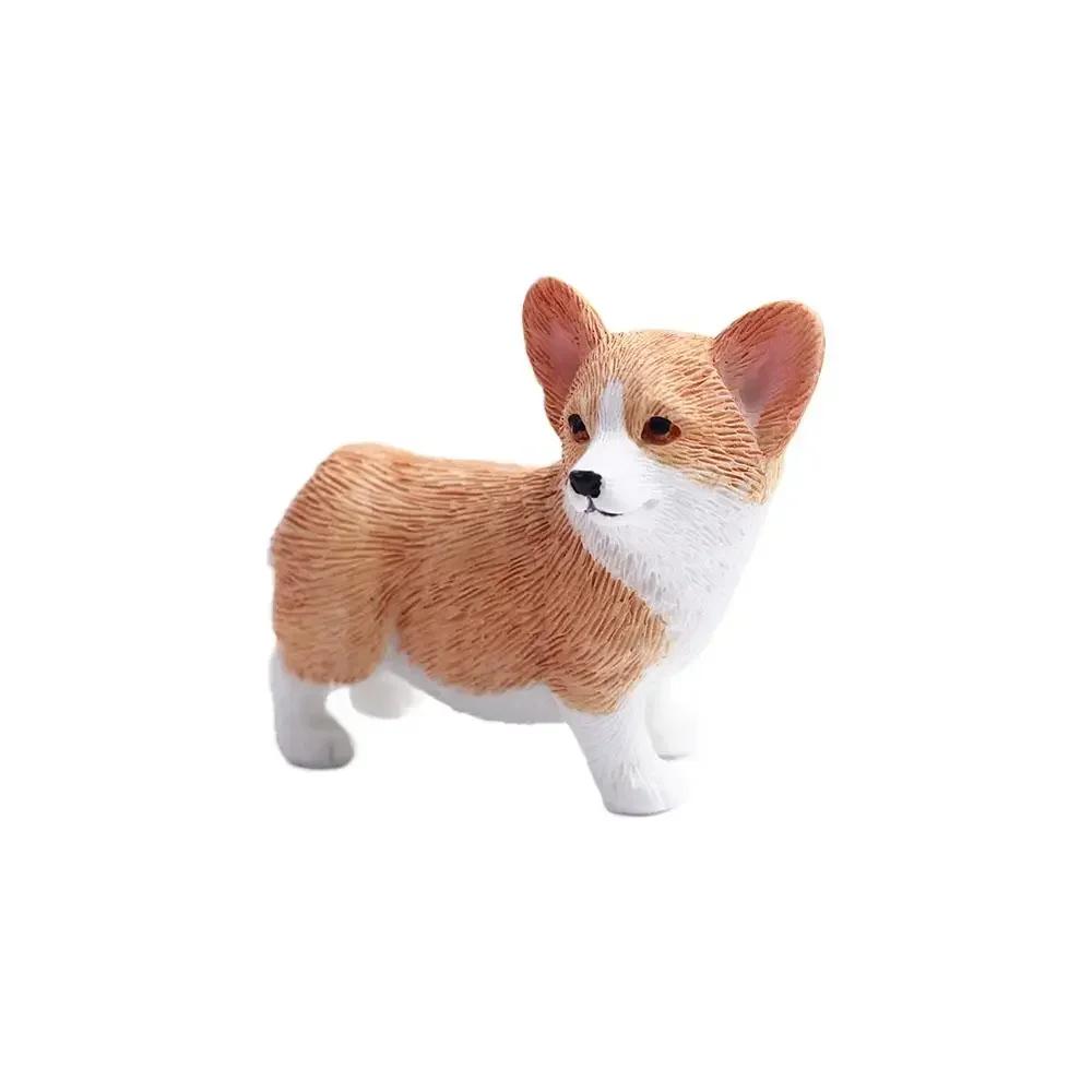 Figurines Mignonnes de Chiens de Simulation Miniatures Mini Animaux Corgi Modèle en Résine Ornement de Voiture pour Décoration de Maison Accessoires Cadeau pour Enfants