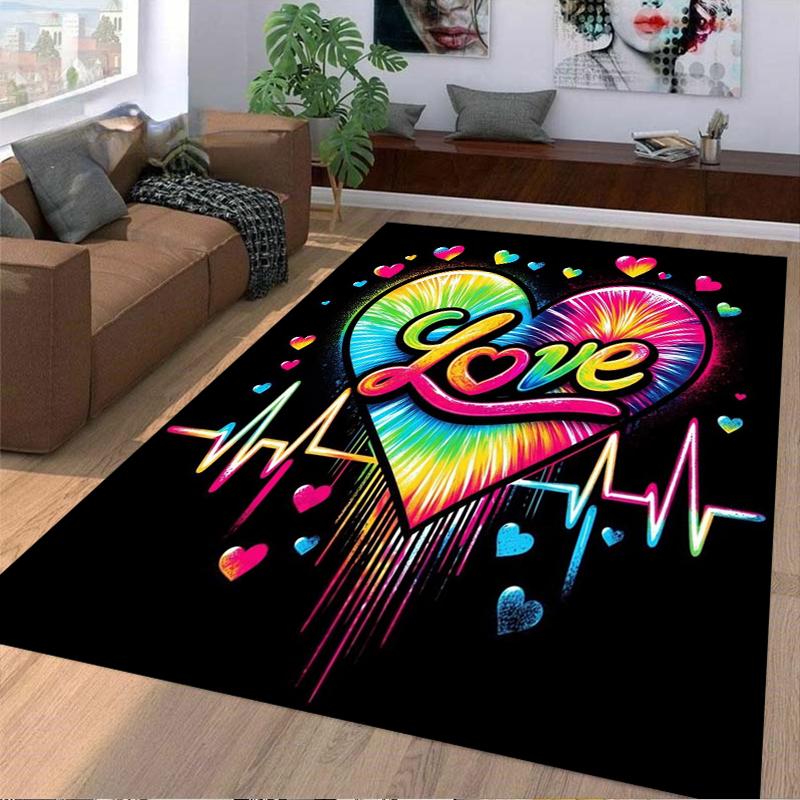 Colorful Heart Love Design Carpet Non-slip Rug Suitable for Living Room and Bedroom Sofas