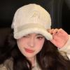 Winter Baseball Cap Women's Embroidery Alphabet Cap Plush Warm Hat Lamb Down