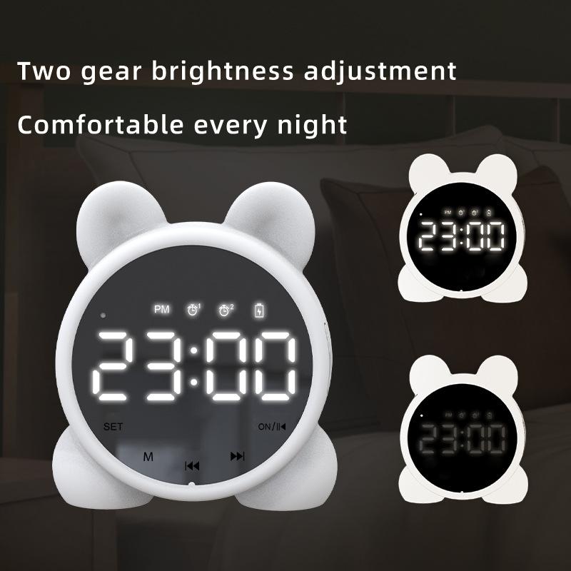 Table Clock Bluetooth Wireless Audio Mini LED Mirror Digital Alarm Clock Temperature Weekend Display Desk Clock