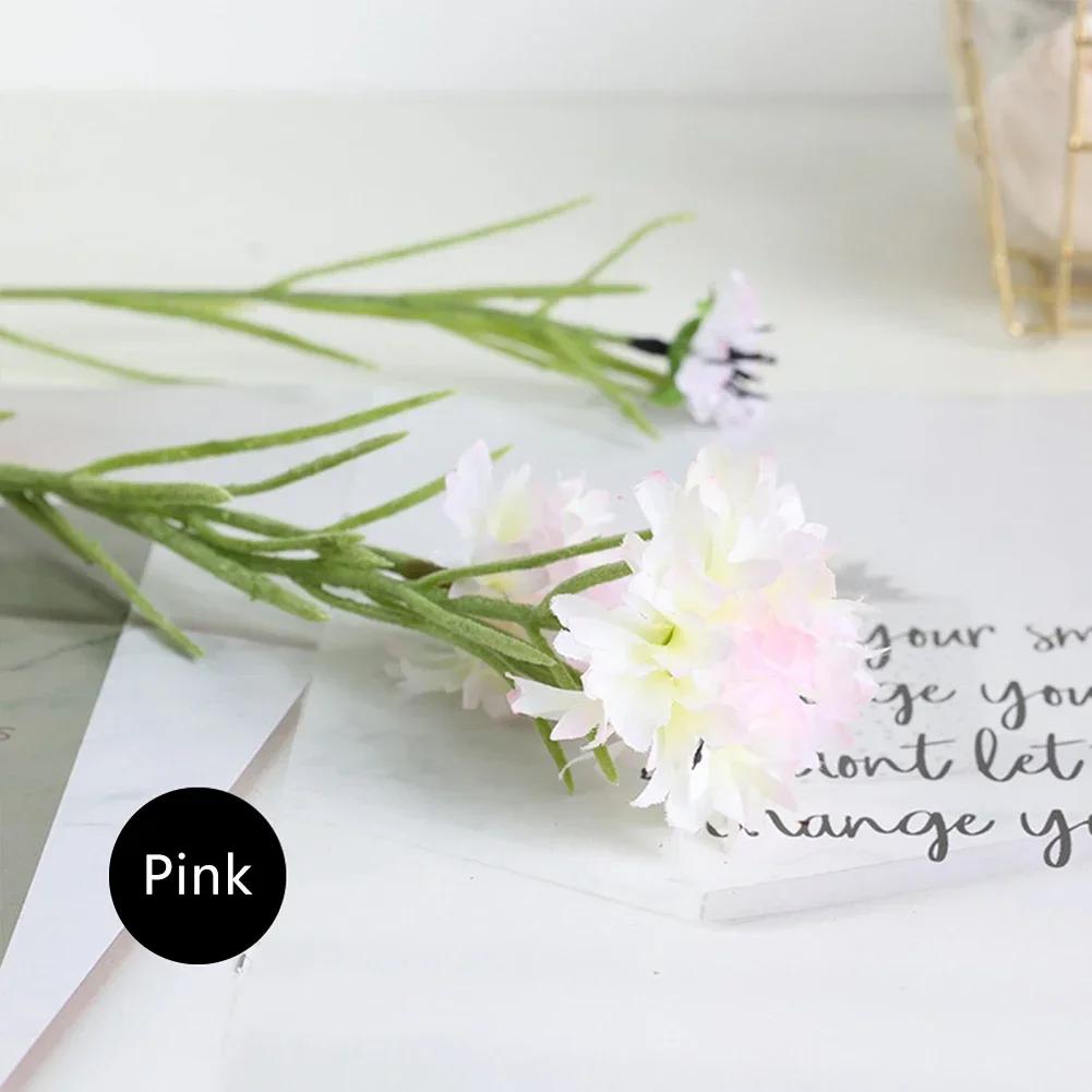 

Nordic Blue 3 Heads Long Branch Starry Cornflower Silk Artificial Flowers Home Wedding Decoration Flore Fleurs Artificielles рожевий