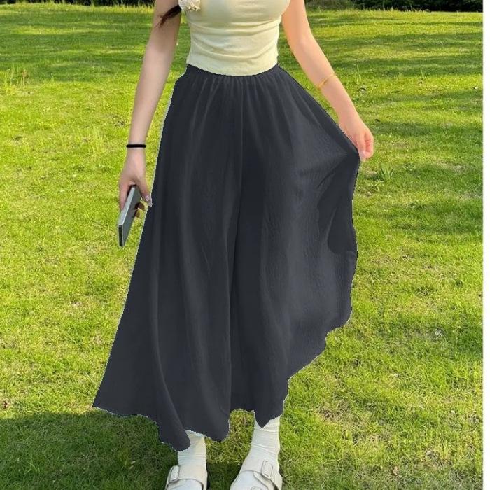 Ice silk culottes women's summer pendant feeling long big swing pants skirt thin wide-leg culottes casual integrated pants